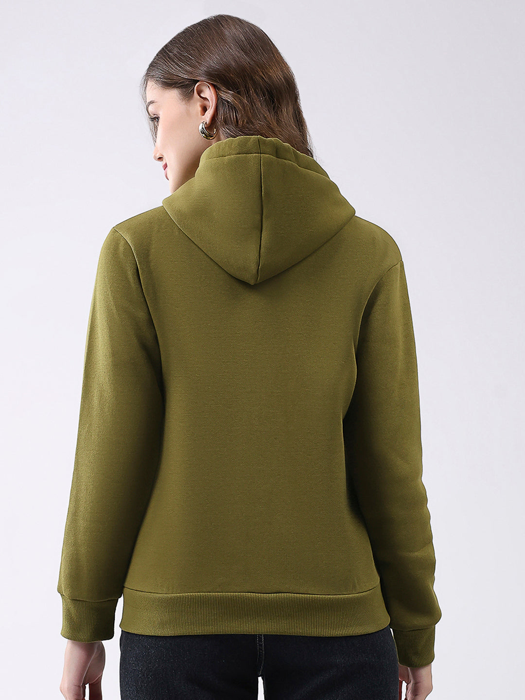 Ladies Solid Hooded Full Sleeve Sweatshirt