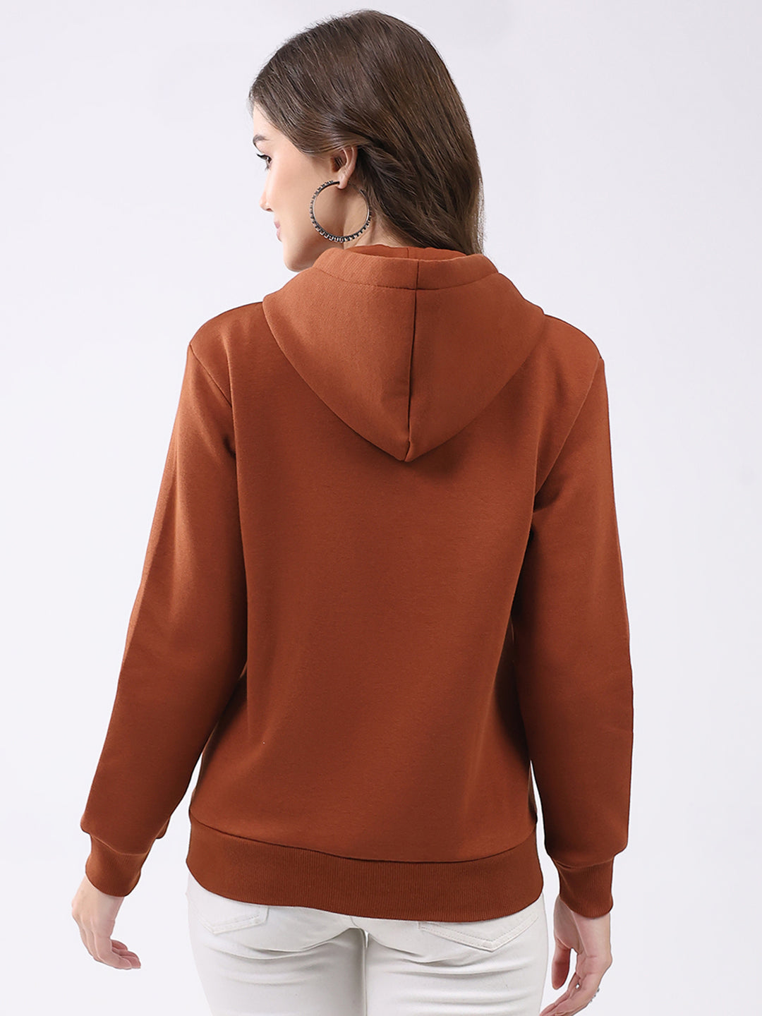 Ladies Solid Hooded Full Sleeve Sweatshirt