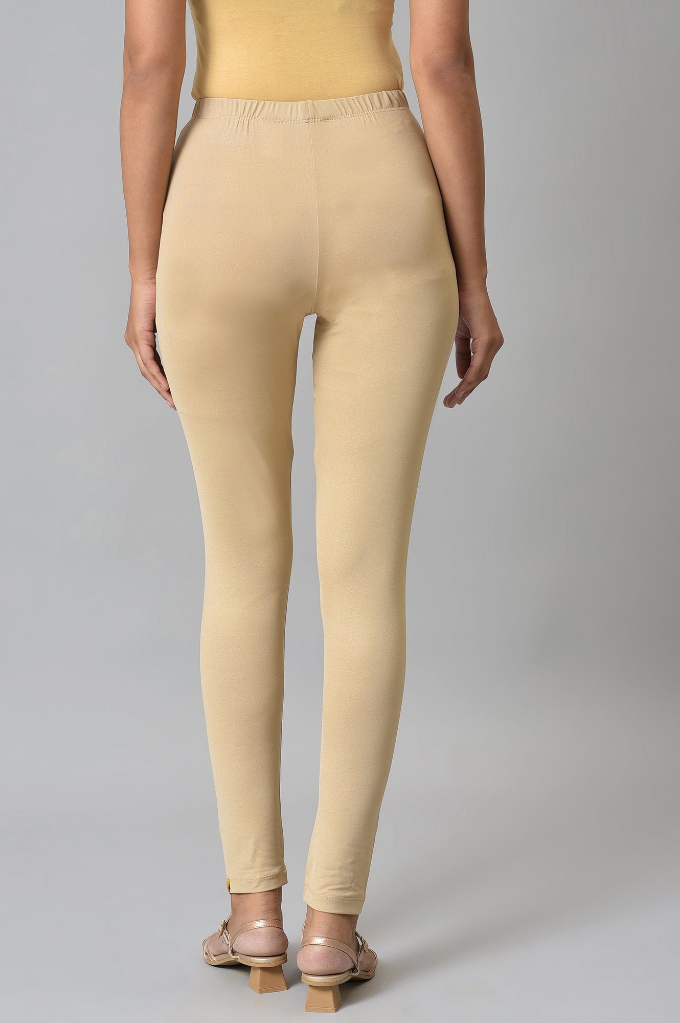 Almond Gold Solid Ankle Length Leggings