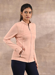 Peach Long-Sleeve Jacket With Decorative Cuts