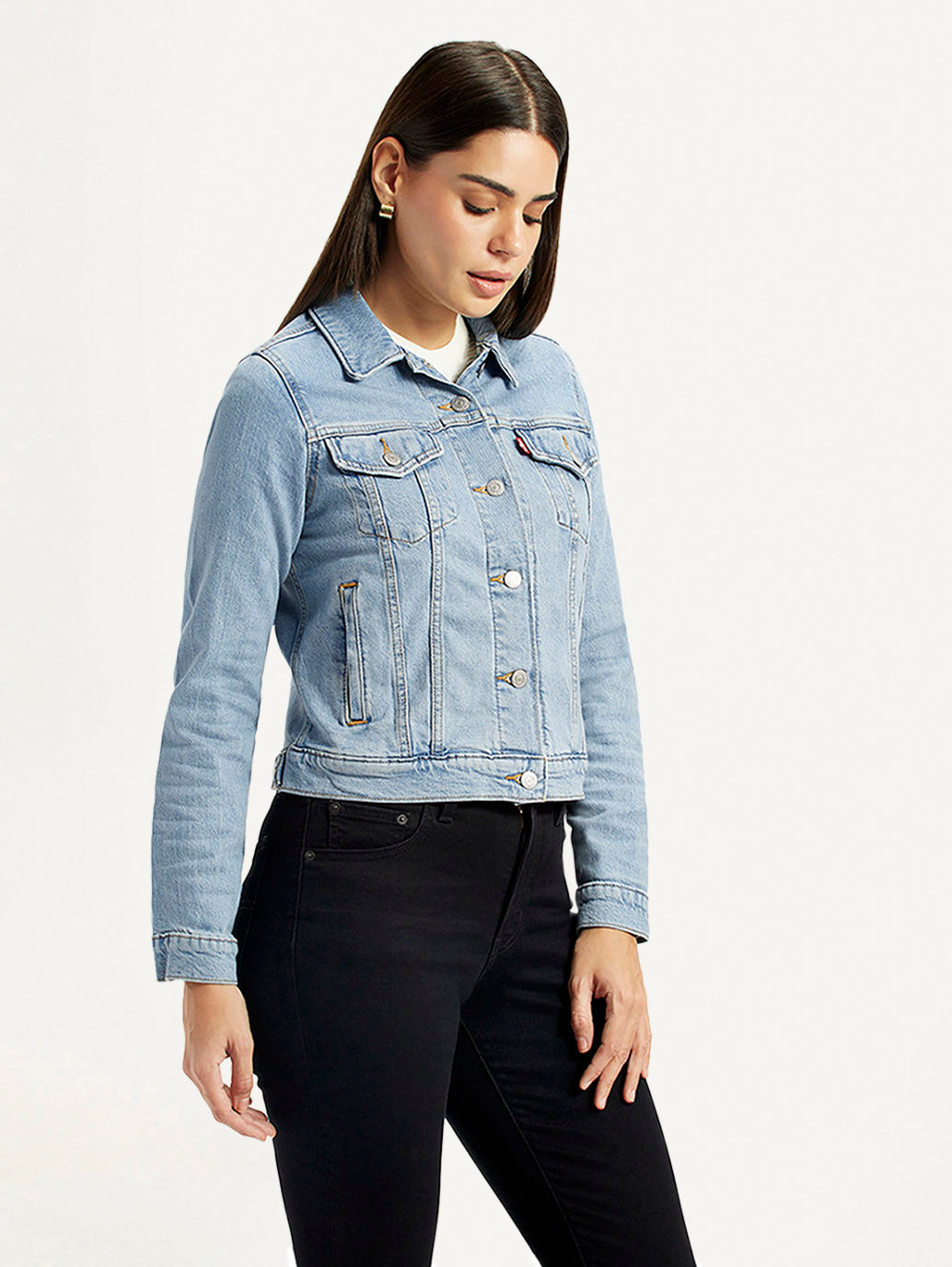 Women'S Solid Light Blue Trucker Jacket