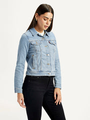 Women'S Solid Light Blue Trucker Jacket