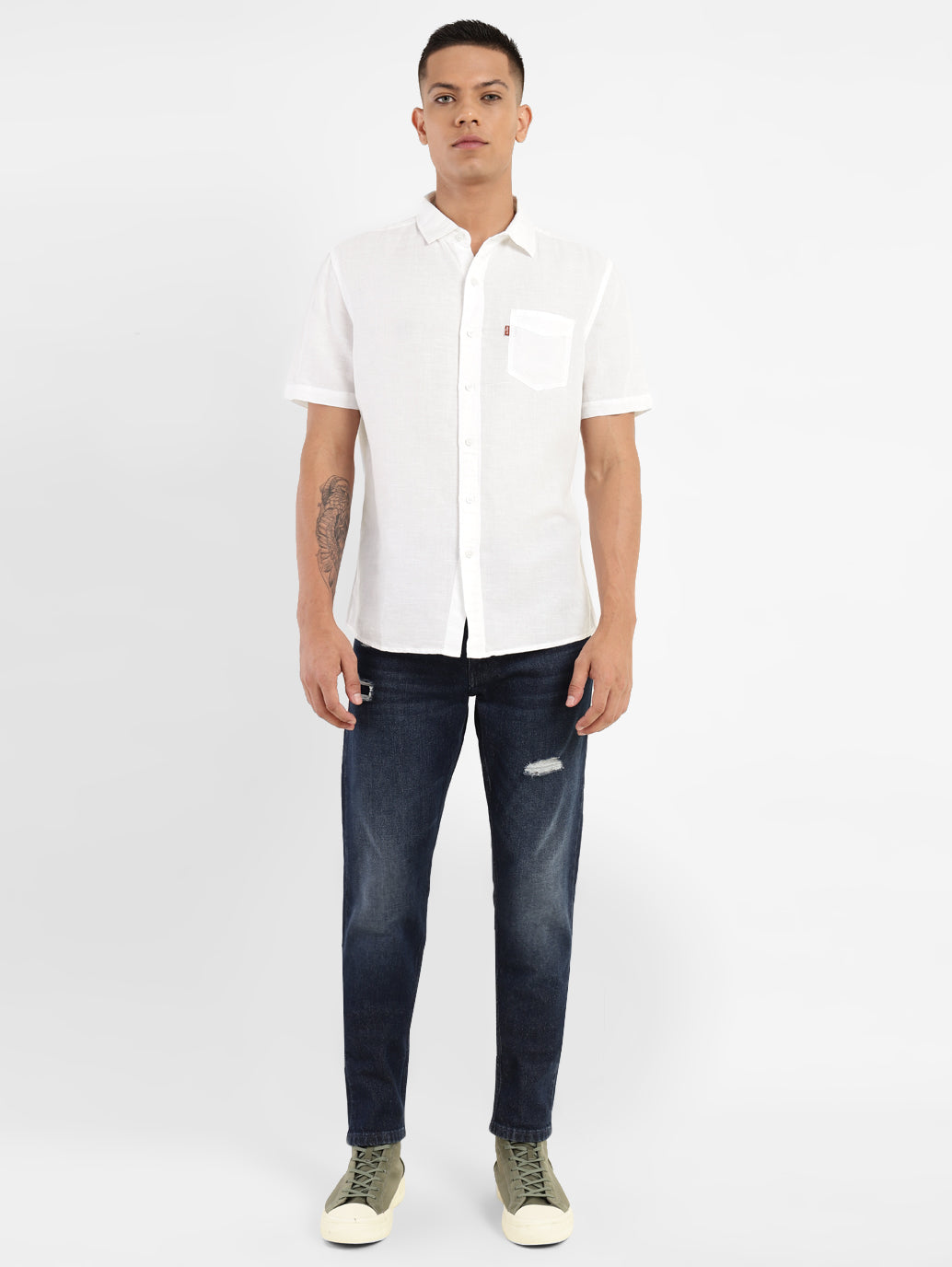 Men'S Solid Slim Fit Linen Shirt