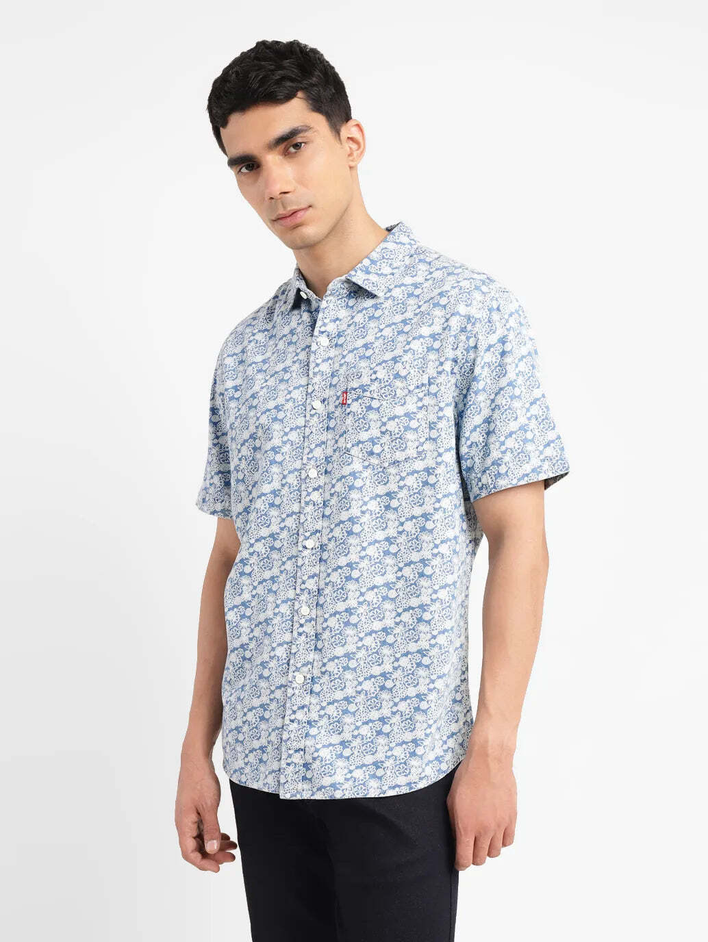 Men'S Floral Print Slim Fit Shirt