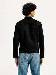 Men'S Solid Black Spread Collar Jacket