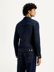 Men'S Solid Blue Spread Collar Denim Jacket