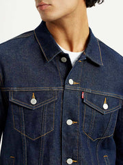 Men'S Solid Blue Spread Collar Denim Jacket