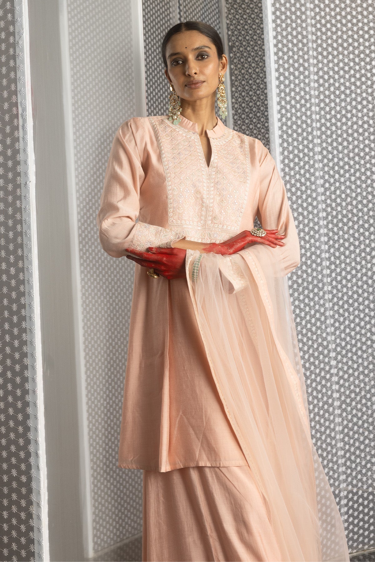 Sabhyata Ladies Western Kurti 3Pcs Set 249Rrd443 Peach