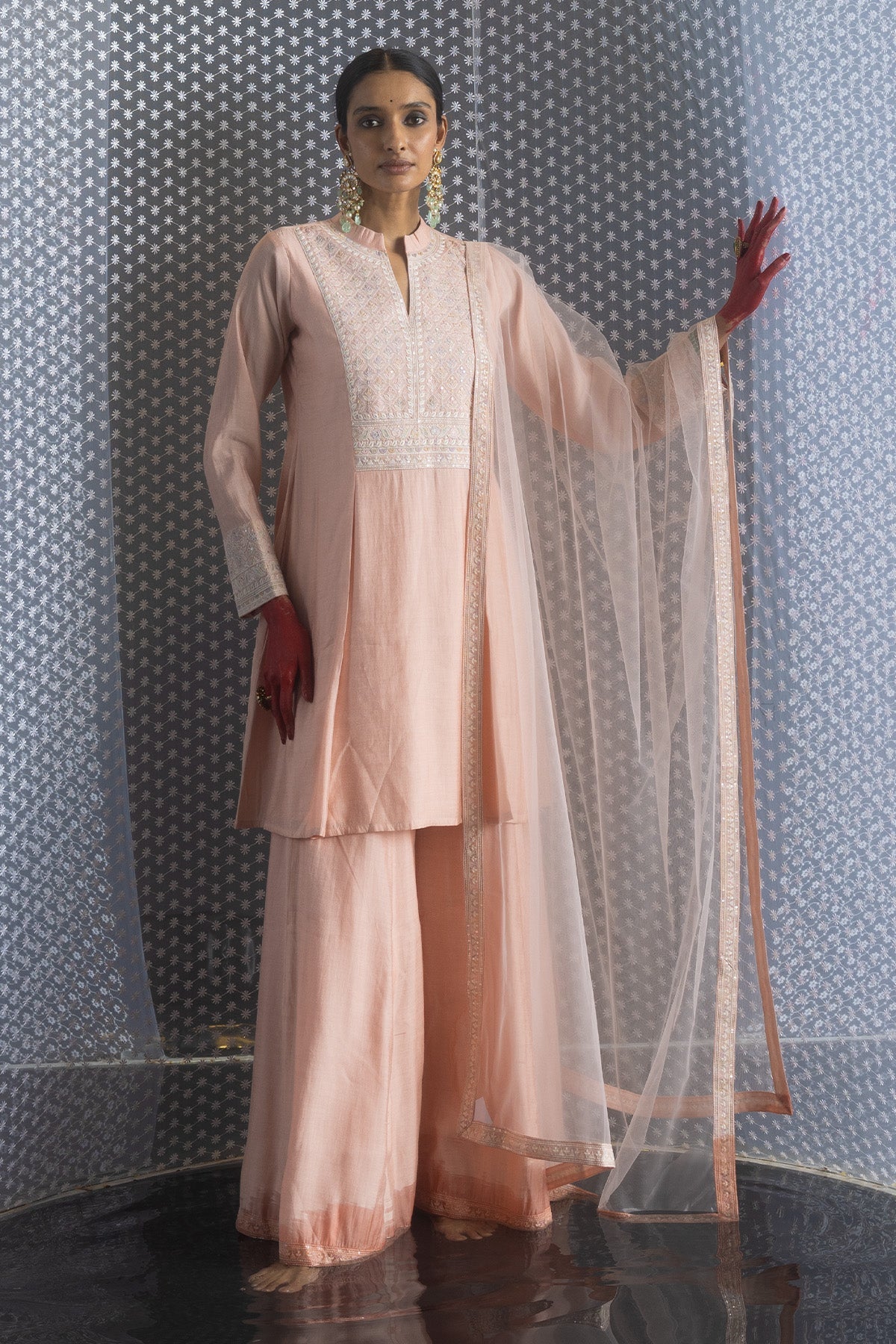 Sabhyata Ladies Western Kurti 3Pcs Set 249Rrd443 Peach