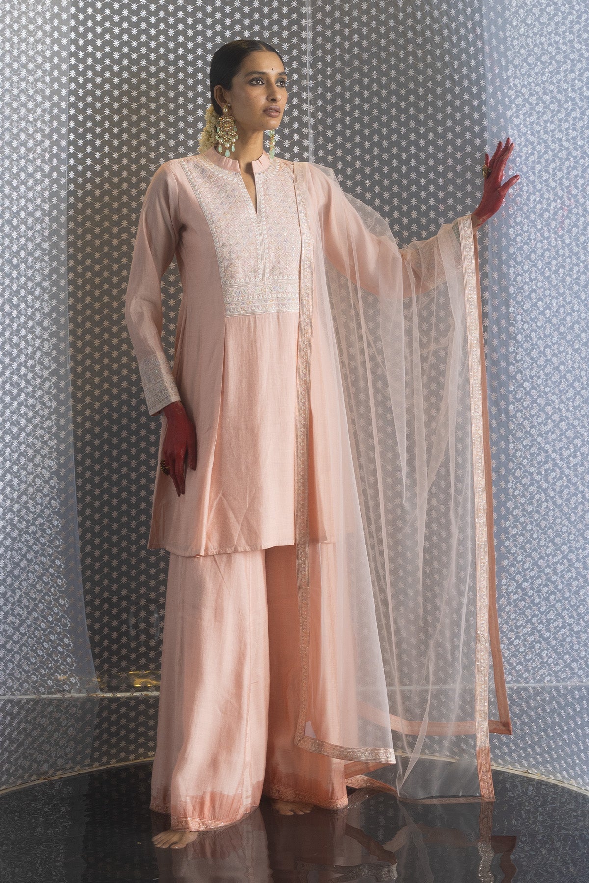 Sabhyata Ladies Western Kurti 3Pcs Set 249Rrd443 Peach
