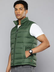 Men'S Quilted Green High Neck Puffer Jacket