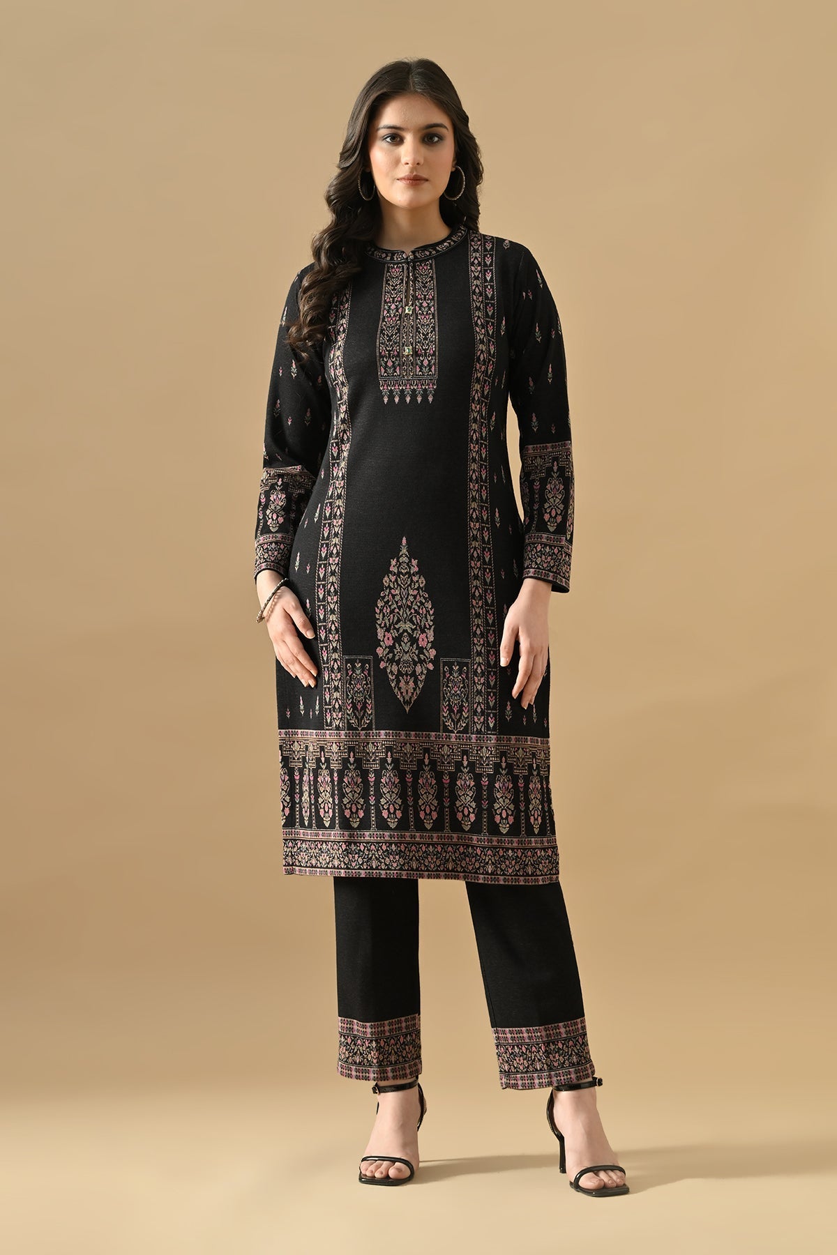 Winter Blue Printed Inner Shrug Set