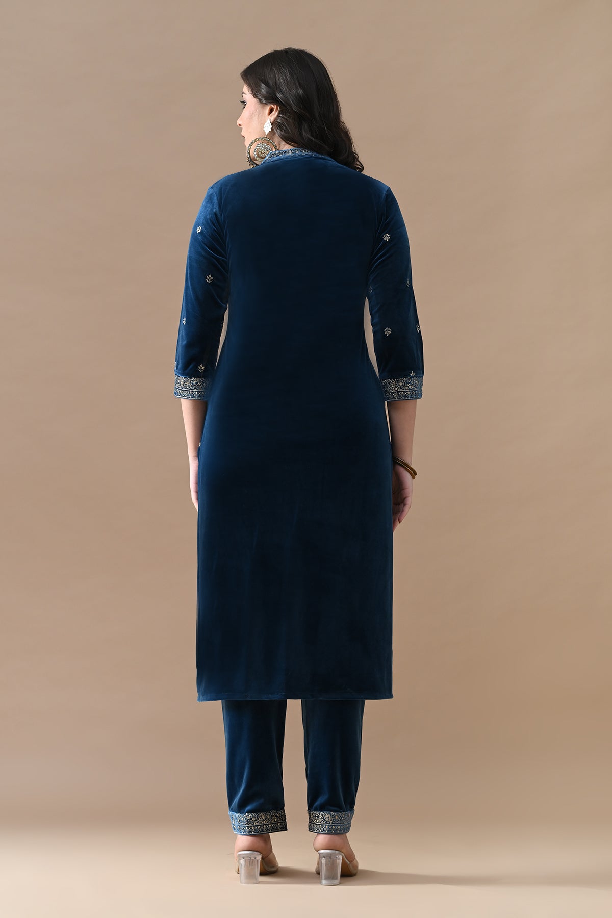 Teal Zari Embroidered Kurta Set