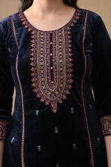 Blue Zari Embroidered Kurta Set