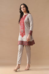 Winter Beige Printed Woven Co-Ord Set