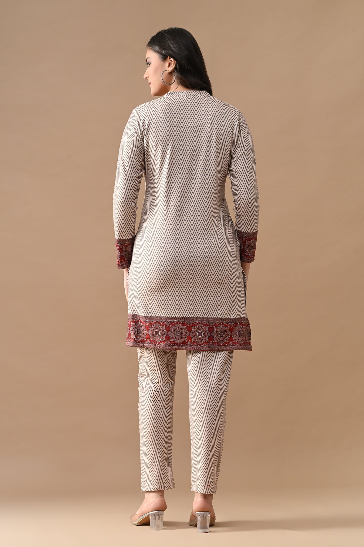 Winter Beige Printed Woven Co-Ord Set