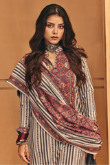Winter Off White Self Design Woven Kurta Set