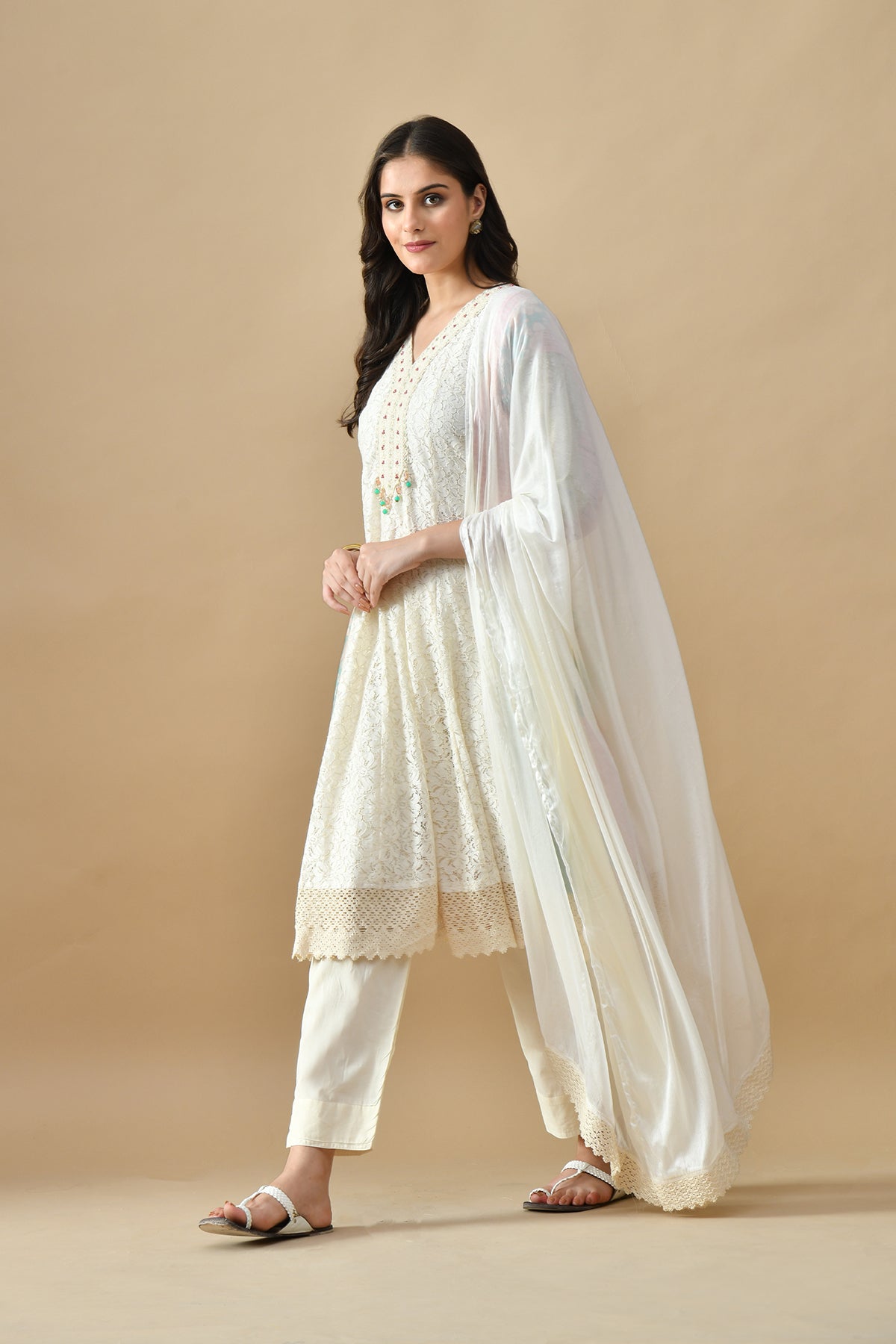 Sabhyata Ladies Western Kurti 3Pcs Set 251Kk2501 Cream