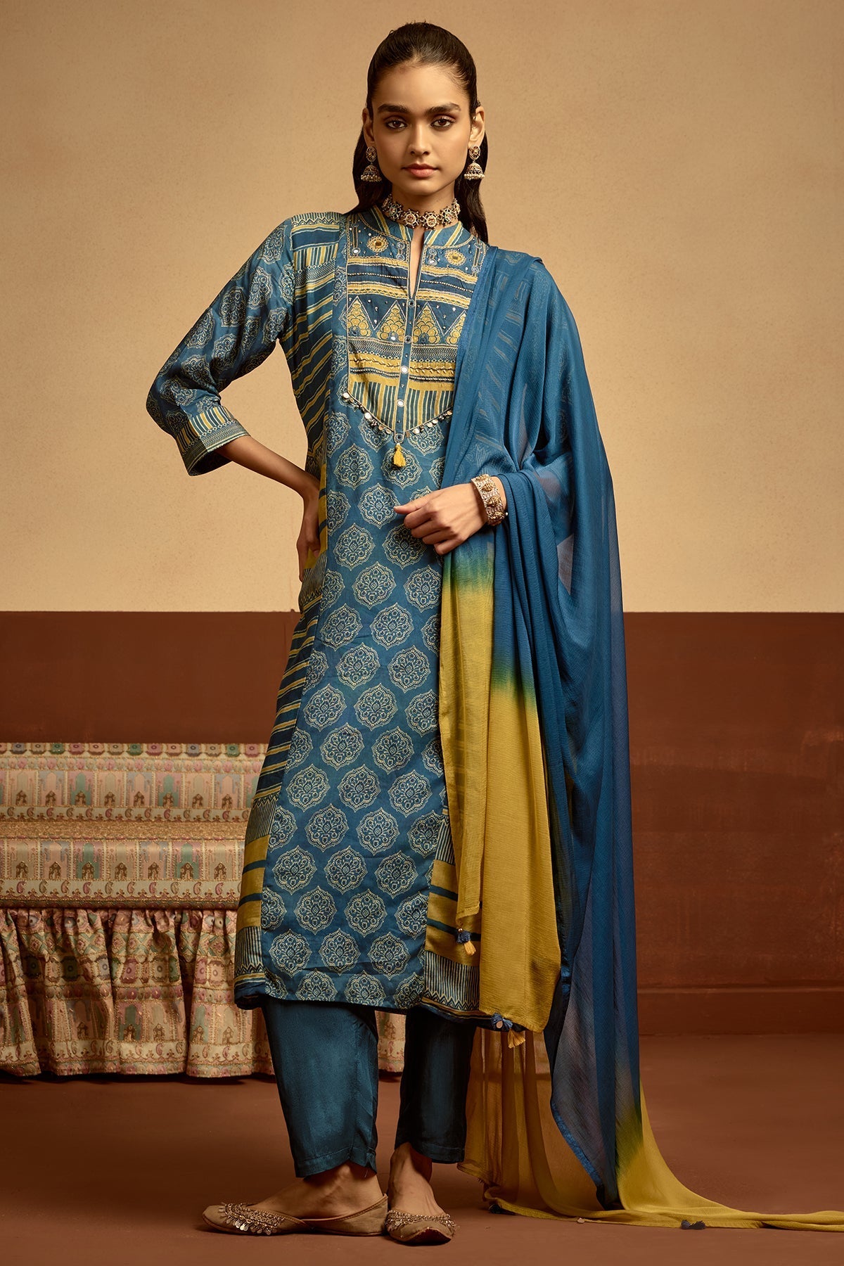 Sabhyata Ladies Western Kurti 3Pcs Set 251Rj2501 Blue