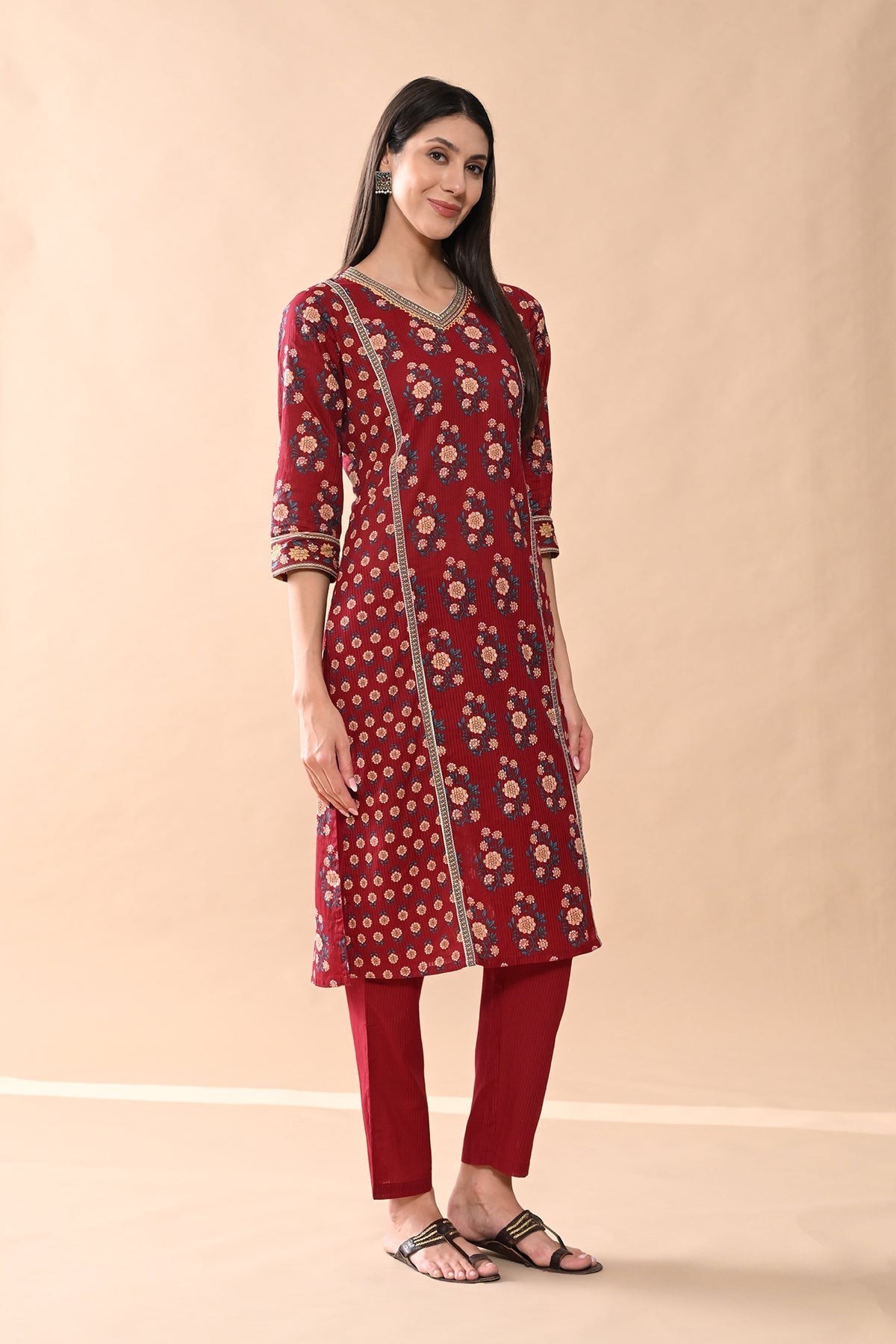 Sabhyata Ladies Western Kurti 2Pcs Set 251Sep2514 Mehroon