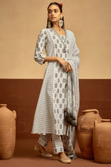 Sabhyata Ladies Western Kurti 3Pcs Set 251Vst1346 White