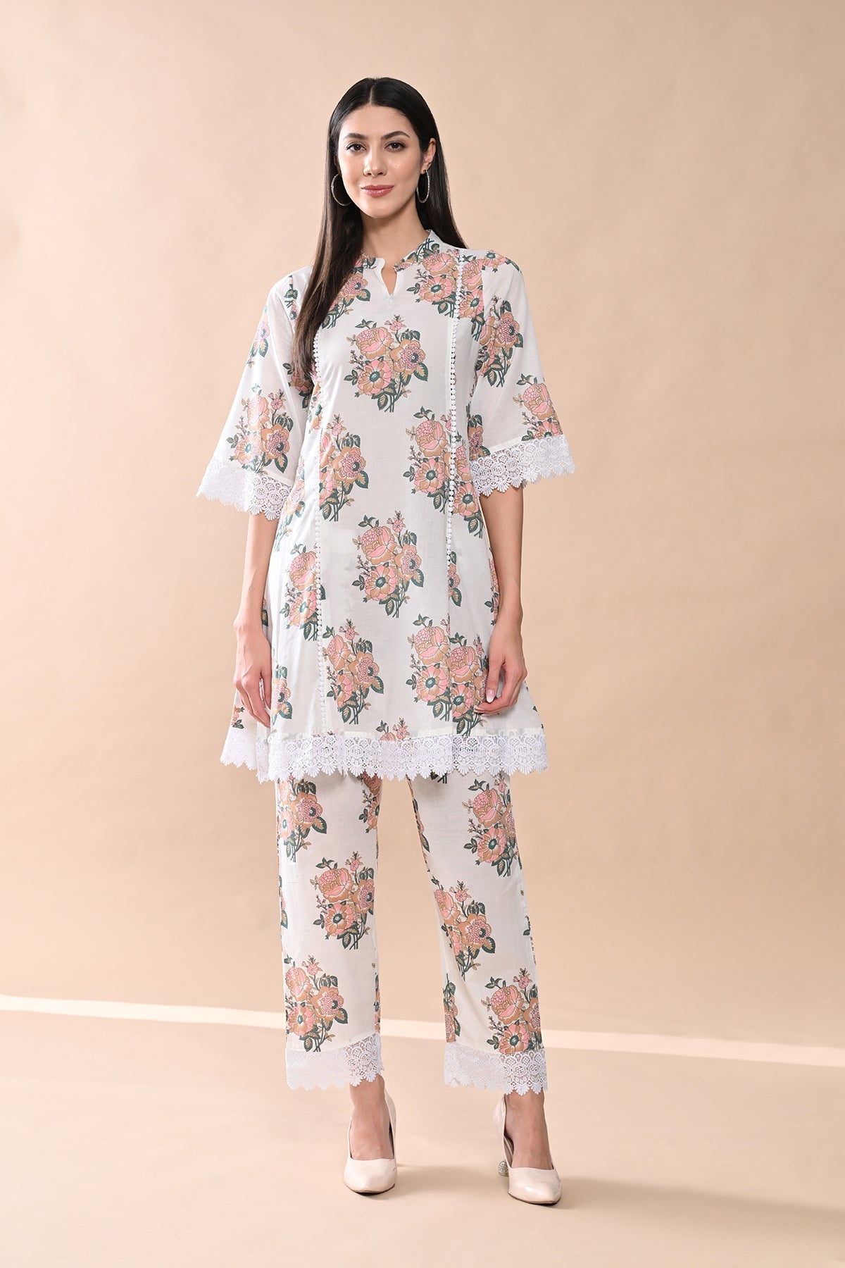 Sabhyata Ladies Western Kurti 2Pcs Set 252Aex20 White