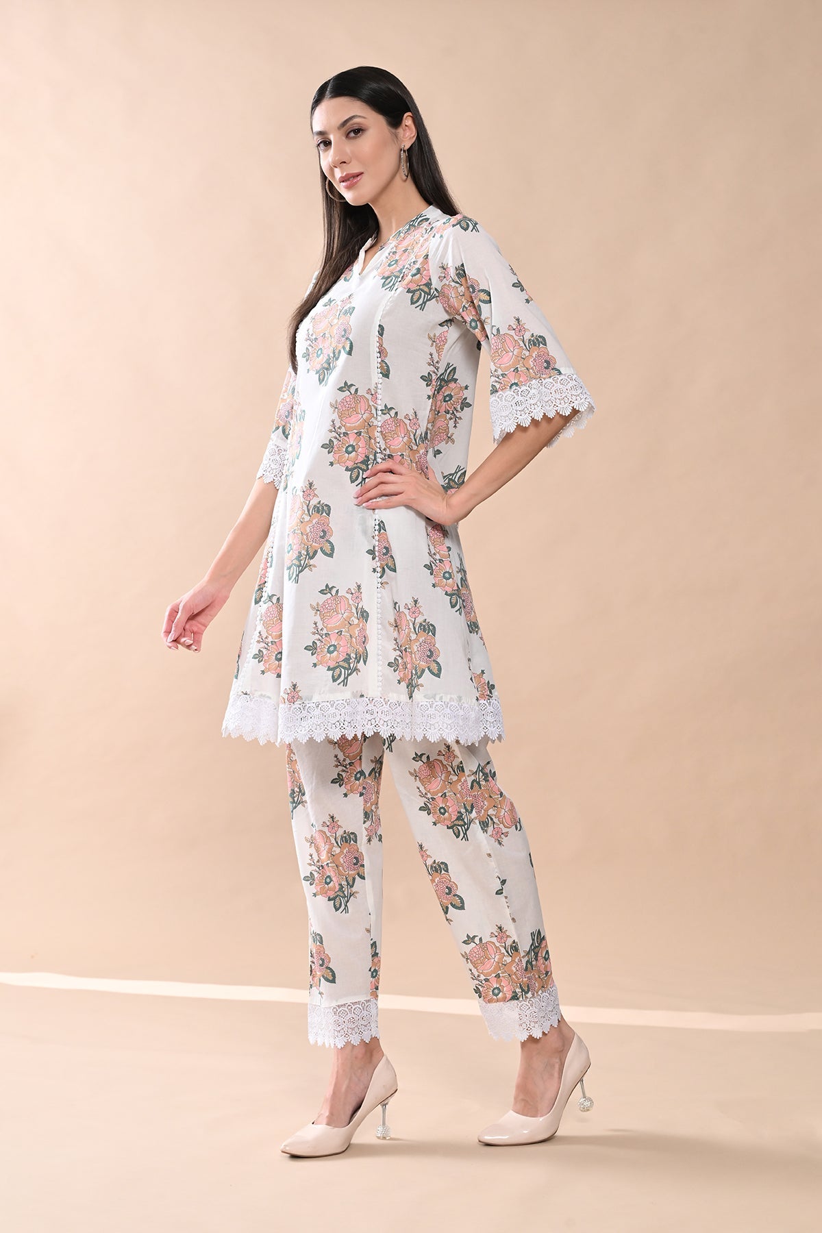 Sabhyata Ladies Western Kurti 2Pcs Set 252Aex20 White