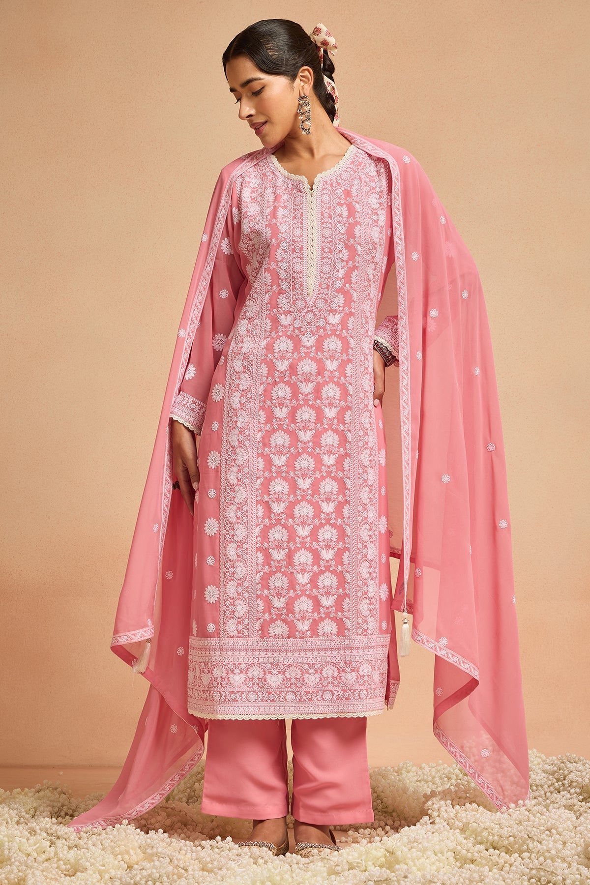 Sabhyata Ladies Western Kurti 3Pcs Set 252Nkc873B Peach