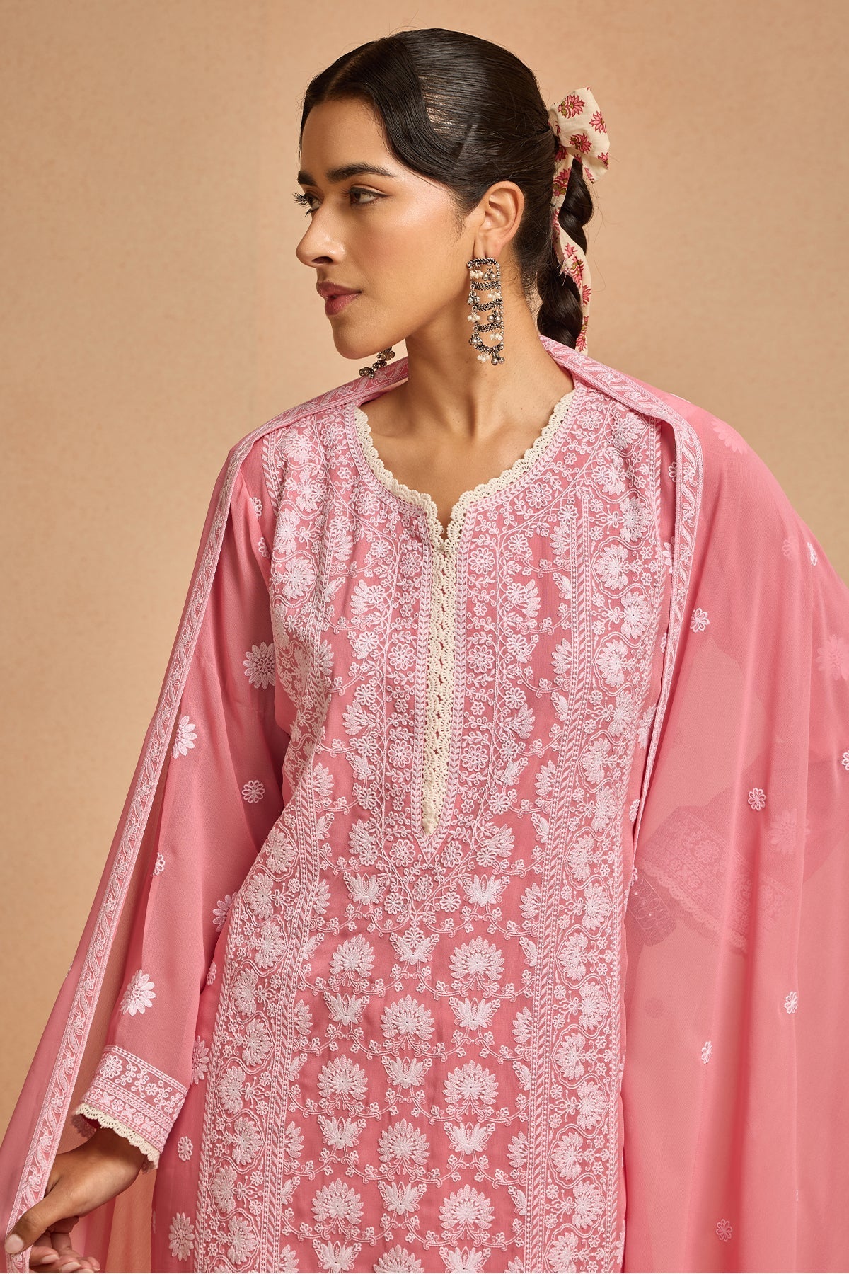 Sabhyata Ladies Western Kurti 3Pcs Set 252Nkc873B Peach
