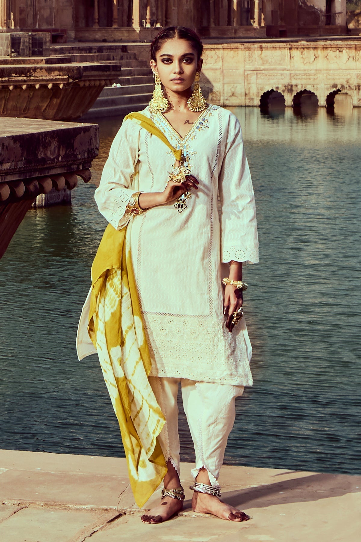 Sabhyata Ladies Western Kurti 3Pcs Set 252Pw2502 Cream