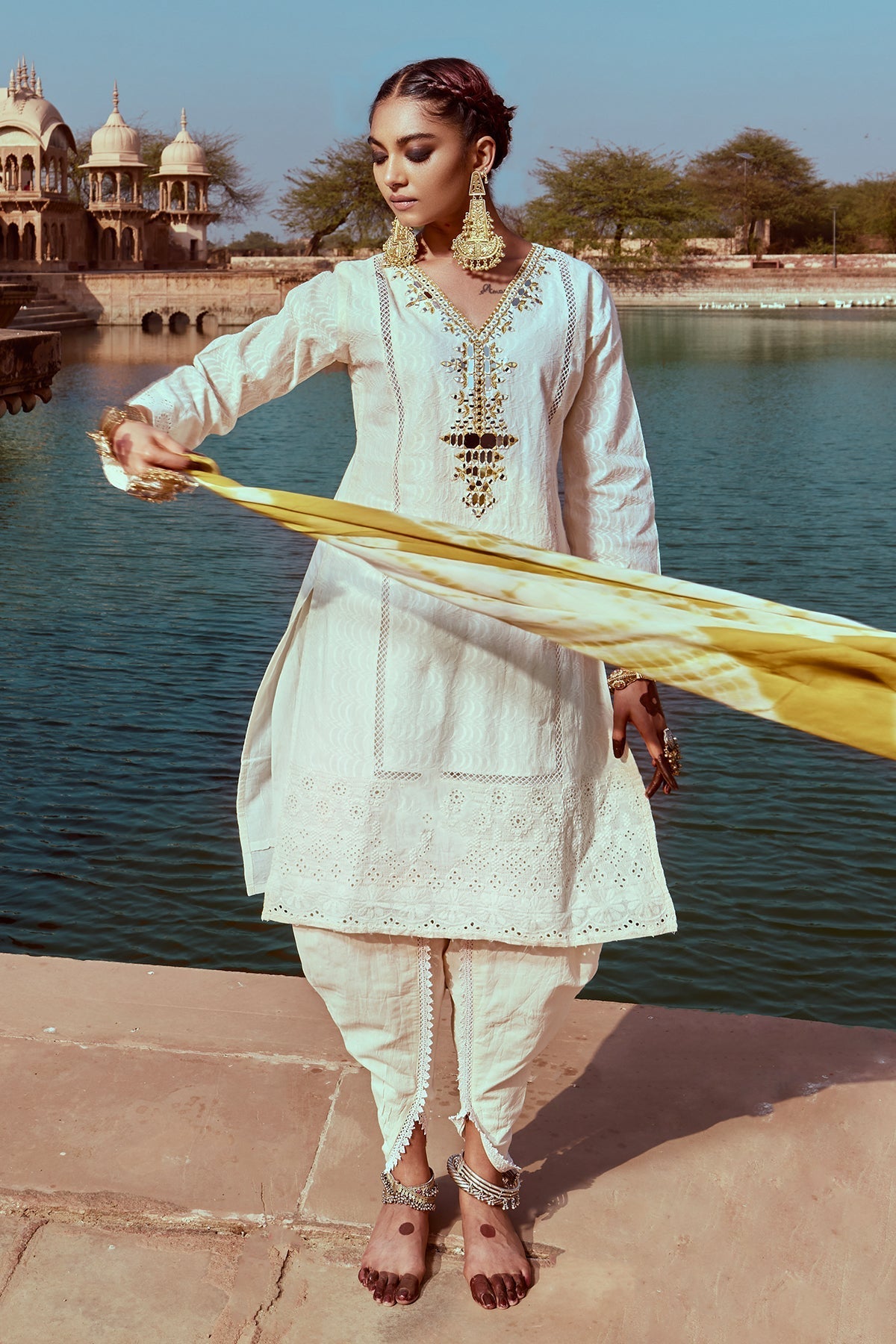 Sabhyata Ladies Western Kurti 3Pcs Set 252Pw2502 Cream