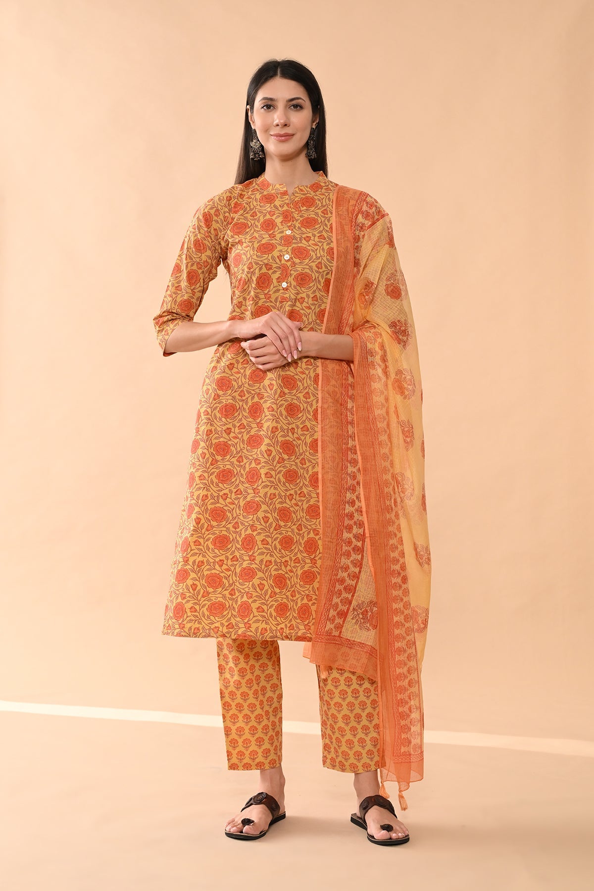 Sabhyata Ladies Western Kurti 3Pcs Set 252Sep2515 Mustard