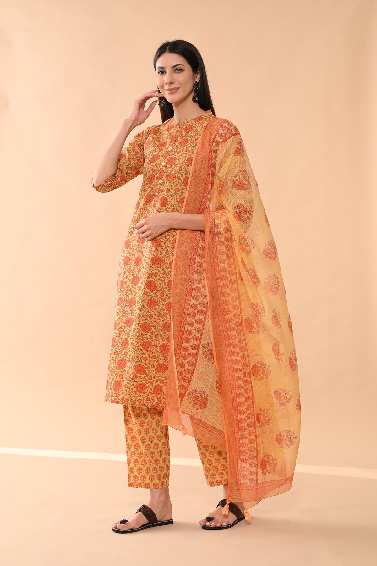 Sabhyata Ladies Western Kurti 3Pcs Set 252Sep2515 Mustard