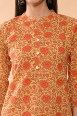Sabhyata Ladies Western Kurti 3Pcs Set 252Sep2515 Mustard
