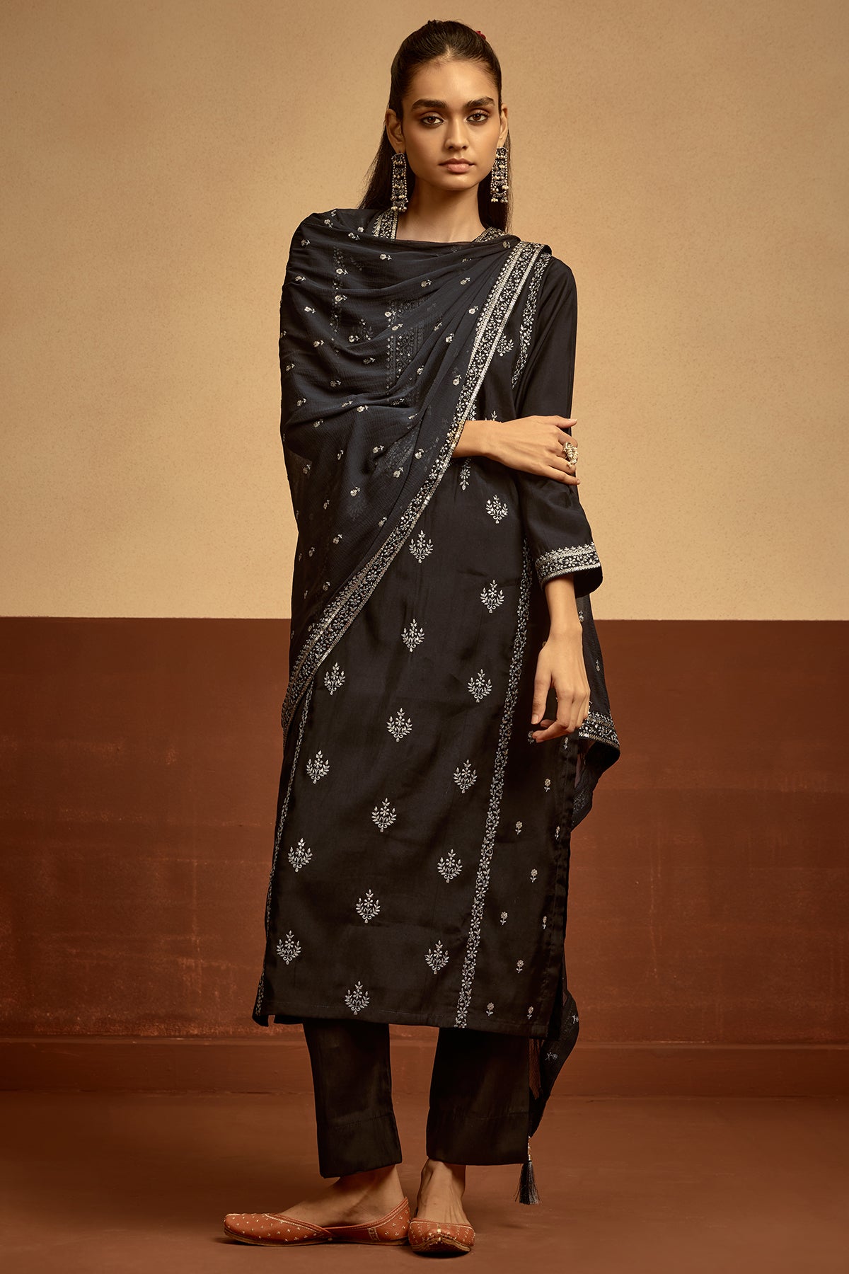 Sabhyata Ladies Western Kurti 3Pcs Set 252Si2501 Black