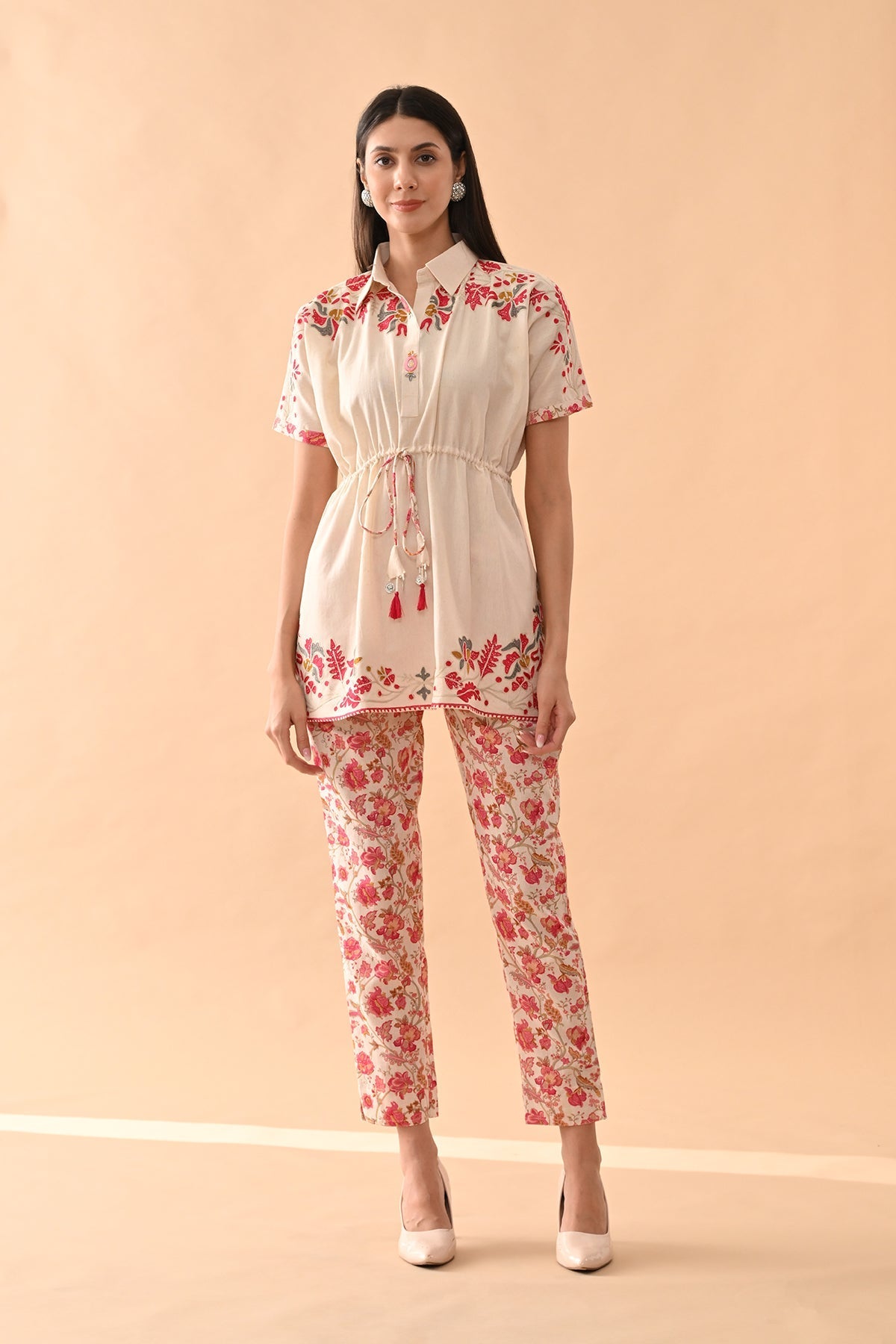 Sabhyata Ladies Western Kurti 3Pcs Set 253Aa2501 Cream