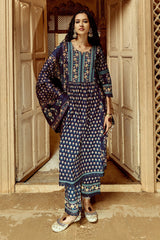 Sabhyata Ladies Western Kurti 3Pcs Set 253Lxd309 Blue