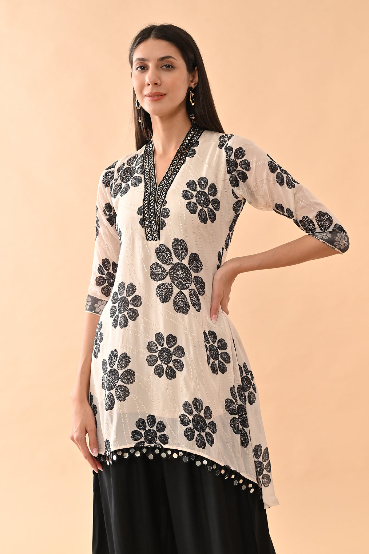 Sabhyata Ladies Western Kurti 2Pcs Set 253Nc845 Cream