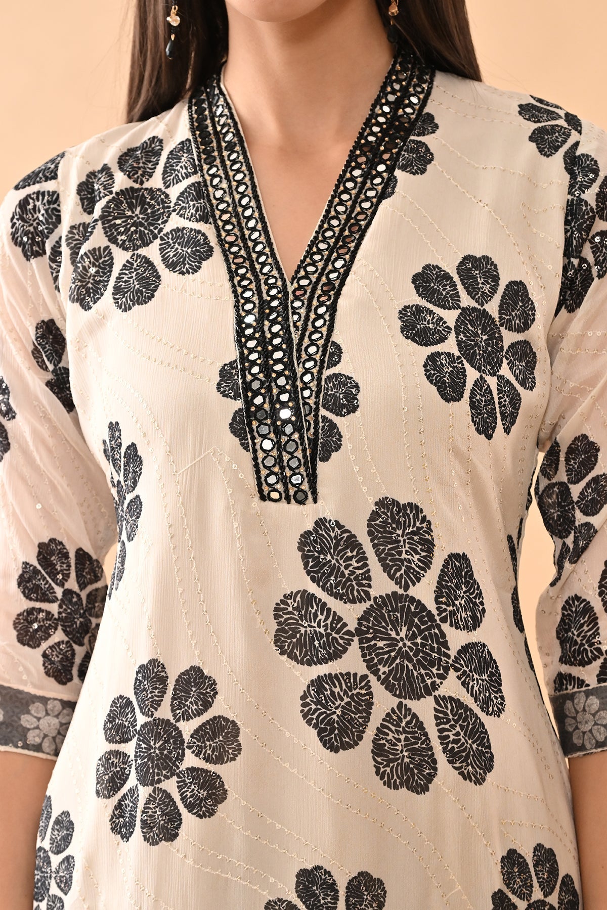 Sabhyata Ladies Western Kurti 2Pcs Set 253Nc845 Cream
