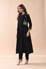 Sabhyata Ladies Western Kurti 2Pcs Set 253Saf1432B Black