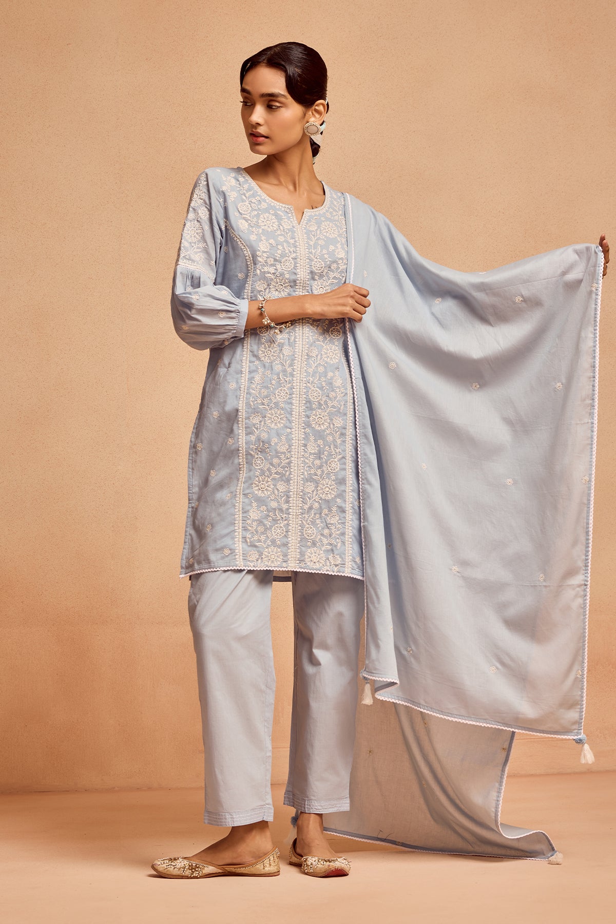 Sabhyata Ladies Western Kurti 3Pcs Set 253Vls6855 Blue