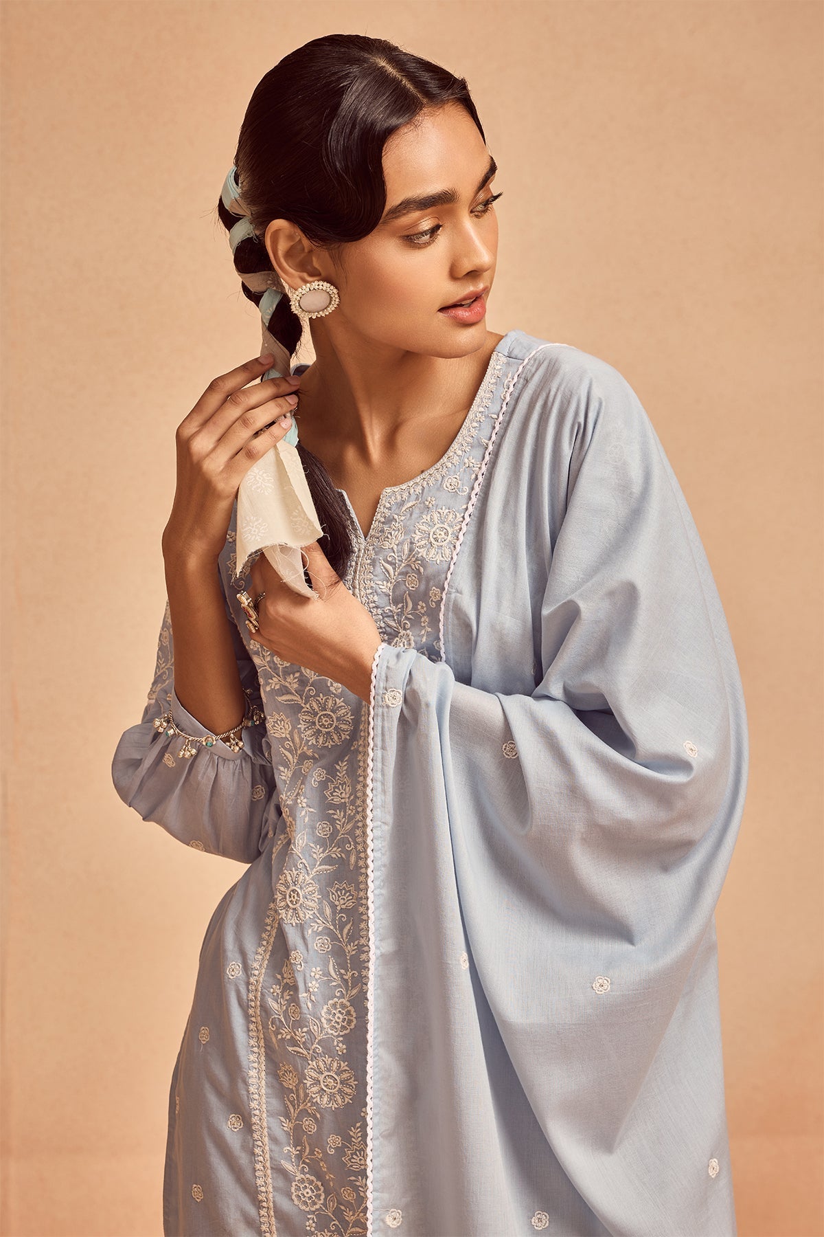 Sabhyata Ladies Western Kurti 3Pcs Set 253Vls6855 Blue
