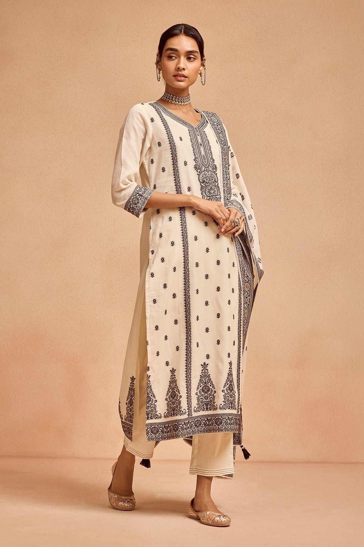 Sabhyata Ladies Western Kurti 3Pcs Set 253Vls7210 Cream