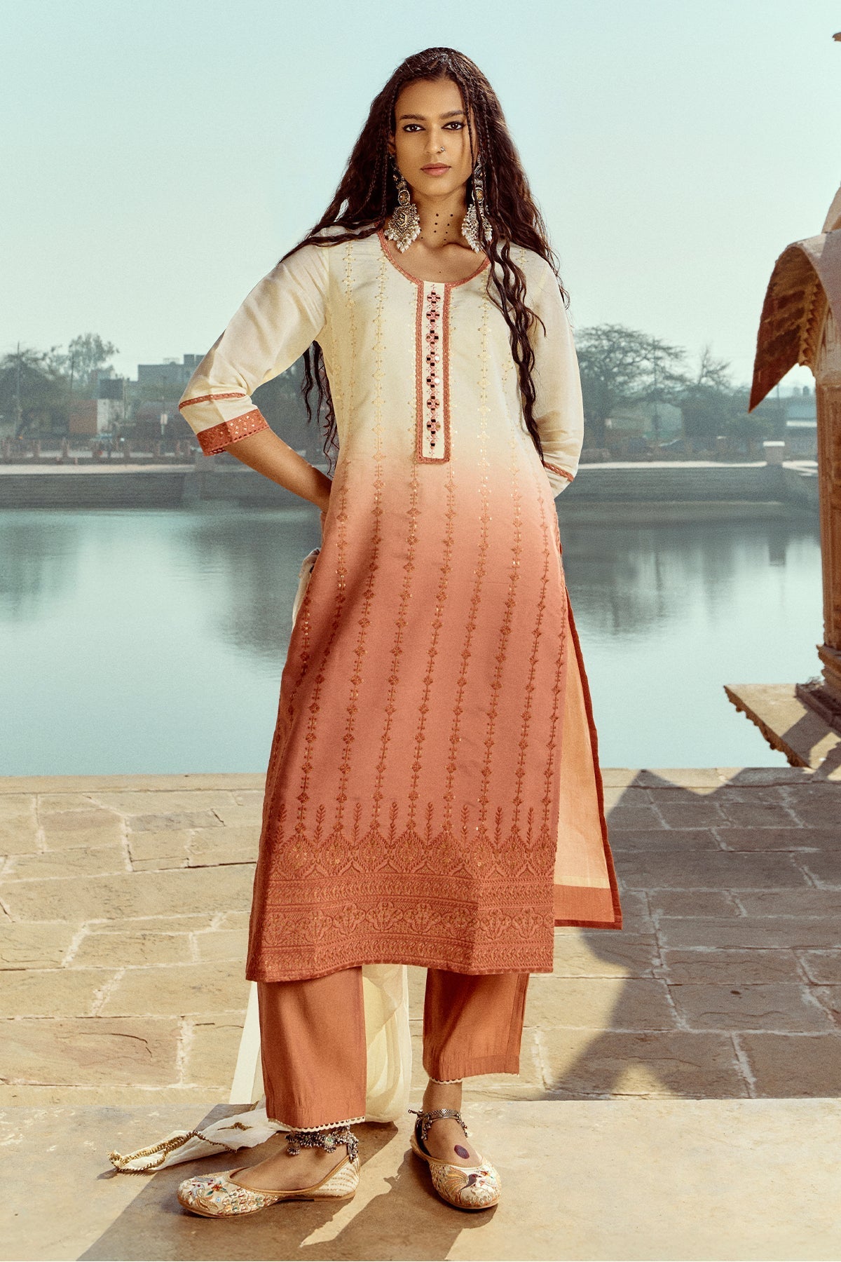 Sabhyata Ladies Western Kurti 3Pcs Set 254Inc2507 Cream