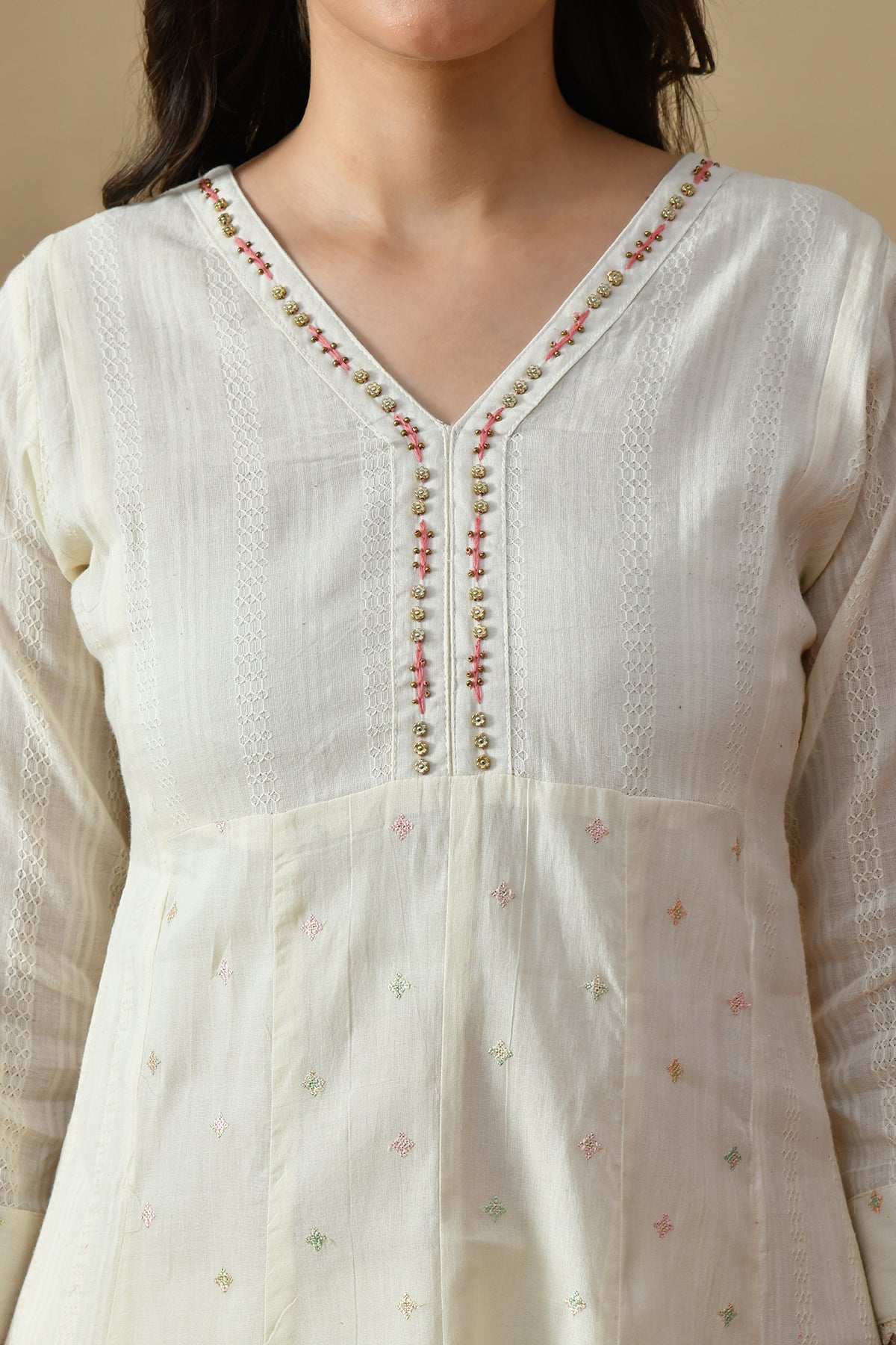 Sabhyata Ladies Western Kurti 3Pcs Set 254Rdc799 Cream