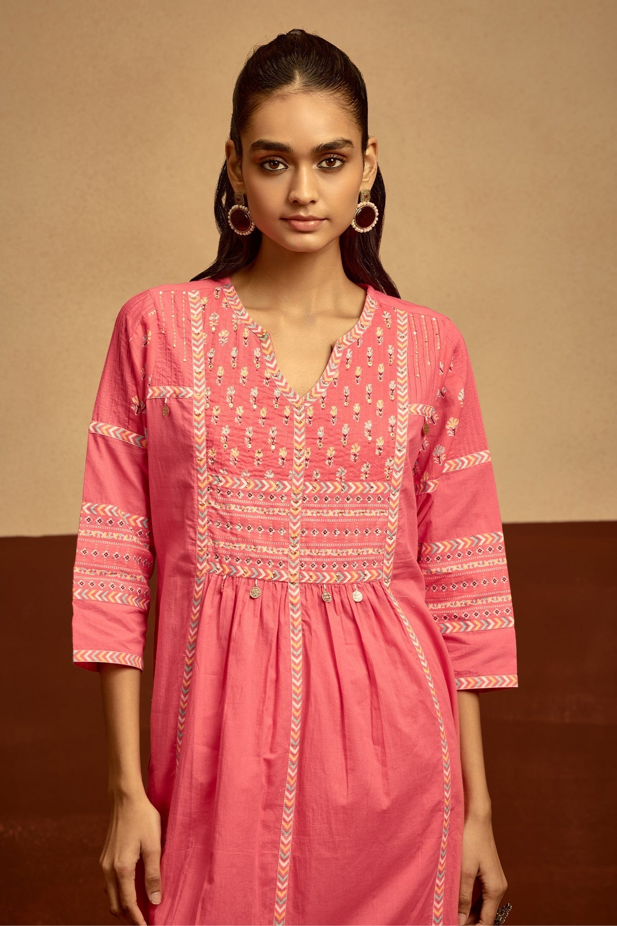 Sabhyata Ladies Western Kurti 3Pcs Set 254Saf1193 Pink