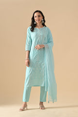 Sabhyata Ladies Western Kurti 3Pcs Set 255Ad506 Blue