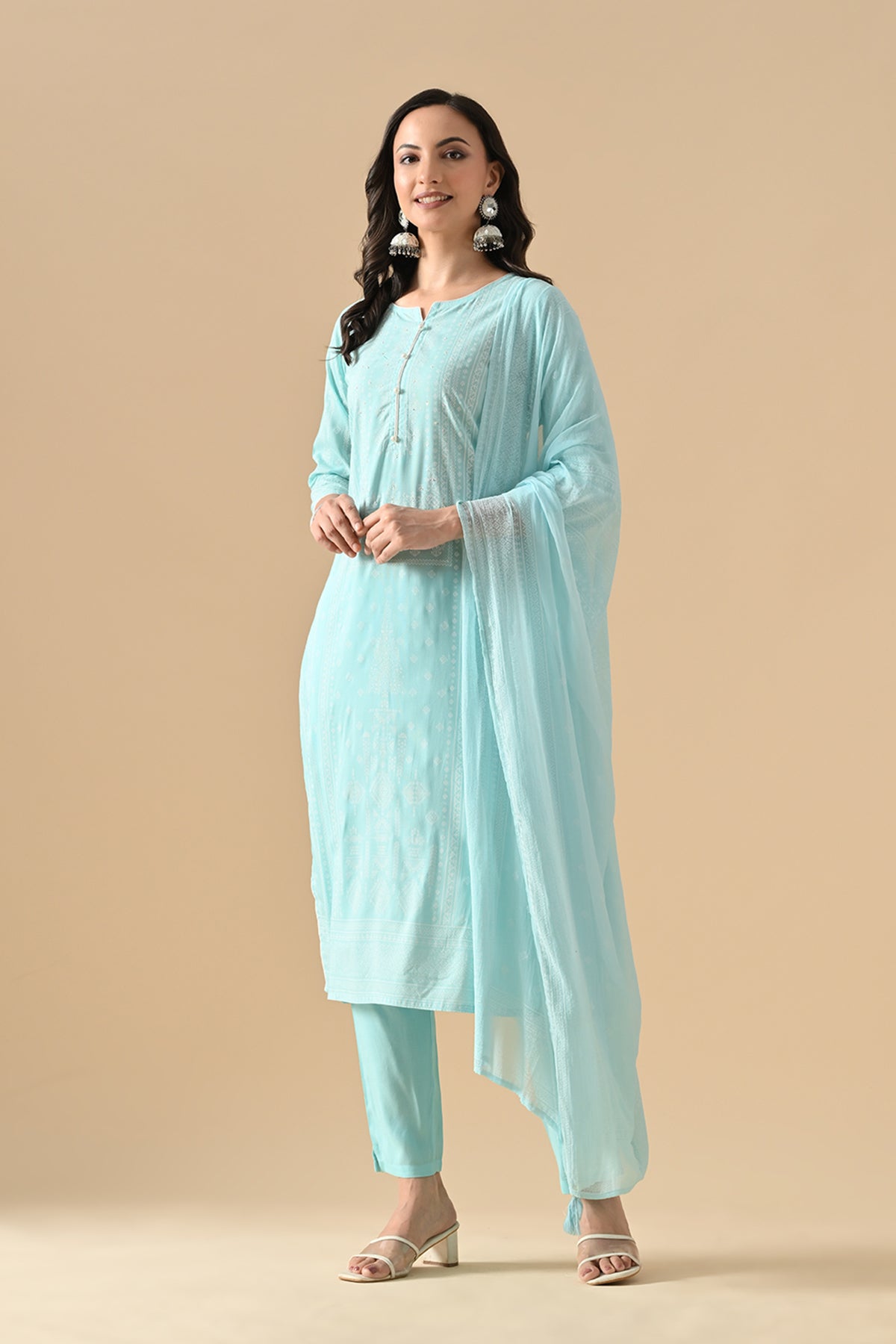 Sabhyata Ladies Western Kurti 3Pcs Set 255Ad506 Blue