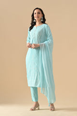 Sabhyata Ladies Western Kurti 3Pcs Set 255Ad506 Blue