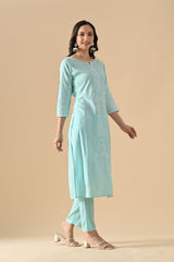 Sabhyata Ladies Western Kurti 3Pcs Set 255Ad506 Blue